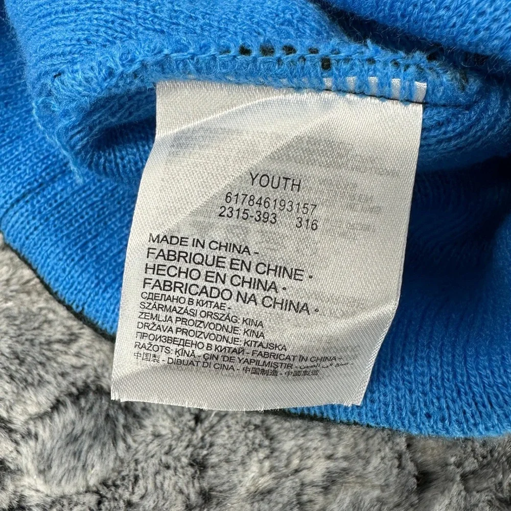 Nike Beanie and Gloves Set Black Blue Striped Knit / Youth One Size